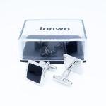 Jonwo Silver Black Square Men's Cufflinks Gift Box
