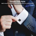 Silver and Black Striped Cufflinks for Men