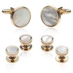 Elegant Silver and Pearl Tuxedo Cufflinks Set