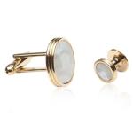 Elegant Silver and Pearl Tuxedo Cufflinks Set