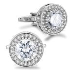 Sparkling Silver CZ Cufflinks for Men