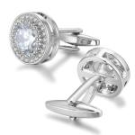 Sparkling Silver CZ Cufflinks for Men