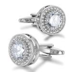Sparkling Silver CZ Cufflinks for Men