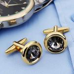 Swarovski Crystal Silver Cufflinks Set for Weddings