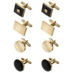 Classic Silver Cufflinks Set for Men, 4 Pairs