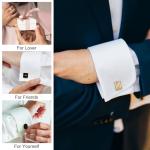 Classic Silver Cufflinks Set for Men, 4 Pairs
