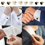Classic Silver Cufflinks Set for Men, 4 Pairs