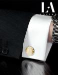 Silver Initial Cufflinks Set for Men, 3 Pairs