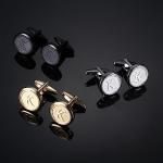 Silver Initial Cufflinks Set for Men, 3 Pairs