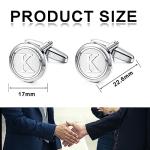 Silver Initial Cufflinks Set for Men, 3 Pairs
