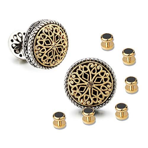 Vintage Silver Clover Cufflinks with Shirt Studs