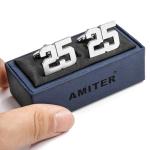 AMITER Personalized Silver Cufflinks for Men