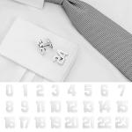 AMITER Personalized Silver Cufflinks for Men