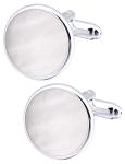 Jonwo Silver Round Mother of Pearl Cufflinks