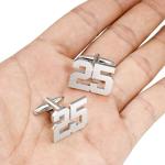 AMITER Personalized Silver Cufflinks for Men