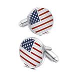 Patriotic Silver American Flag Cufflinks for Men