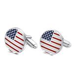 Patriotic Silver American Flag Cufflinks for Men