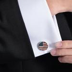 Patriotic Silver American Flag Cufflinks for Men