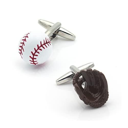 3D Baseball Cufflinks with Gloves and Ball