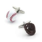 3D Baseball Cufflinks with Gloves and Ball