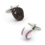 3D Baseball Cufflinks with Gloves and Ball