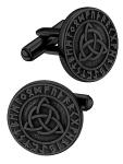 Sturdy Black Silver Triangle Celtic Cufflinks for Men