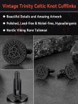 Sturdy Black Silver Triangle Celtic Cufflinks for Men