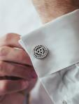 Sturdy Black Silver Triangle Celtic Cufflinks for Men