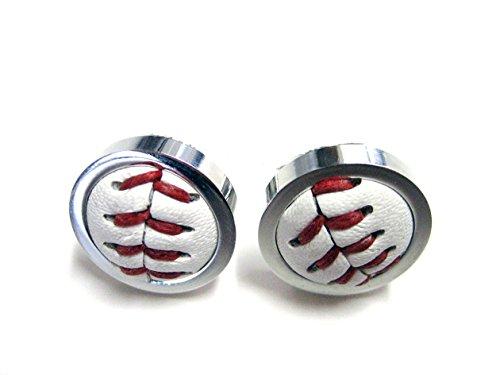 Leather Baseball Silver Cufflinks by Kiola Designs