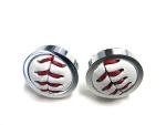Leather Baseball Silver Cufflinks by Kiola Designs