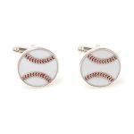 Baseball Silver Cufflinks with Gift Box & Cloth