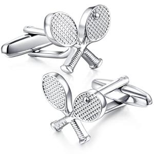 Honey Bear Tennis Racquet Silver Cufflinks for Men