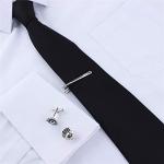 Men's Baseball Silver Cufflinks and Tie Bar Set