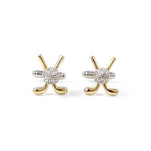 Golf Ball and Clubs Silver Cufflinks Gift Set