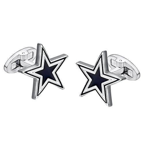 Blue Five Star Stainless Steel Cufflinks for Men