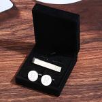 Personalized Silver Initial Cufflinks and Tie Clip Set