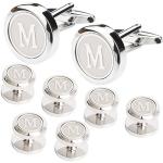 Dannyshi Silver Cufflinks and Initial Studs Set
