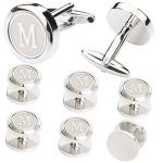 Dannyshi Silver Cufflinks and Initial Studs Set