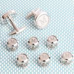 Dannyshi Silver Cufflinks and Initial Studs Set