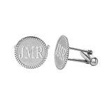 Custom Engraved Silver Initial Cufflinks for Men