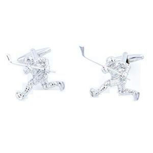 Hockey Player 3D Silver Cufflinks in Gift Box