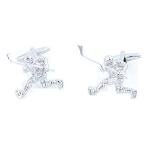 Hockey Player 3D Silver Cufflinks in Gift Box