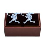 Hockey Player 3D Silver Cufflinks in Gift Box