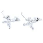 Hockey Player 3D Silver Cufflinks in Gift Box