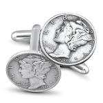 Handmade Silver Mercury Dime Cufflinks for Men