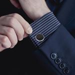 Dannyshi Silver Black Gold Cufflinks Set for Men