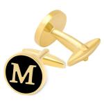 Personalized Silver Letter Cufflinks with Black Enamel
