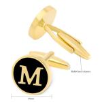 Personalized Silver Letter Cufflinks with Black Enamel
