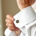 Personalized Silver Letter Cufflinks with Black Enamel