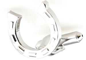 Horseshoe Horse Race Silver Cufflinks Gift Set